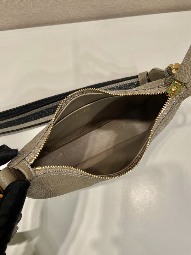Prada original grained calfskin small shoulder bag 1BH193 grey