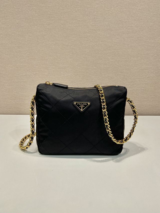 Prada original nylon small chain shoulder bag 1BD646 black