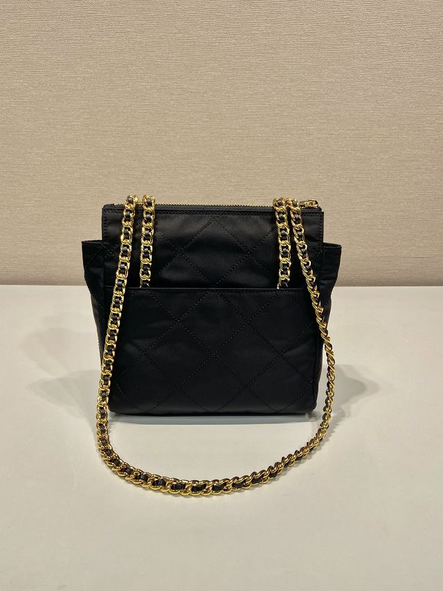 Prada original nylon small chain shoulder bag 1BD647 black