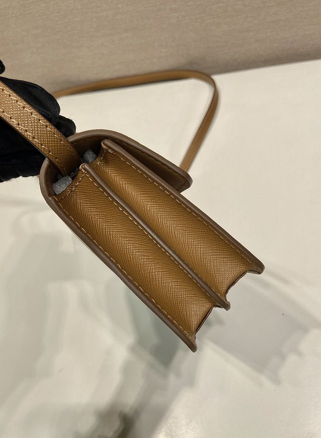 Prada original saffiano calfskin mini bag 1BD386 brown