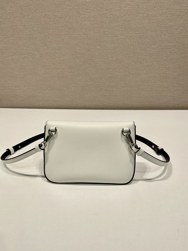 Prada original saffiano calfskin small shoulder bag 2VD061 white