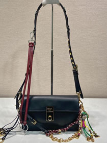 Prada original soft calfskin sound small shoulder bag 1BD379 black
