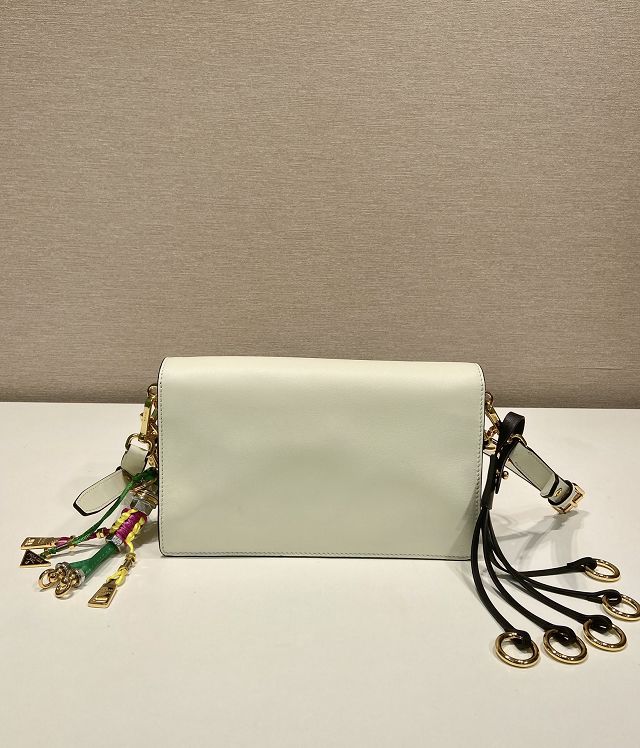 Prada original soft calfskin sound small shoulder bag 1BD379 white