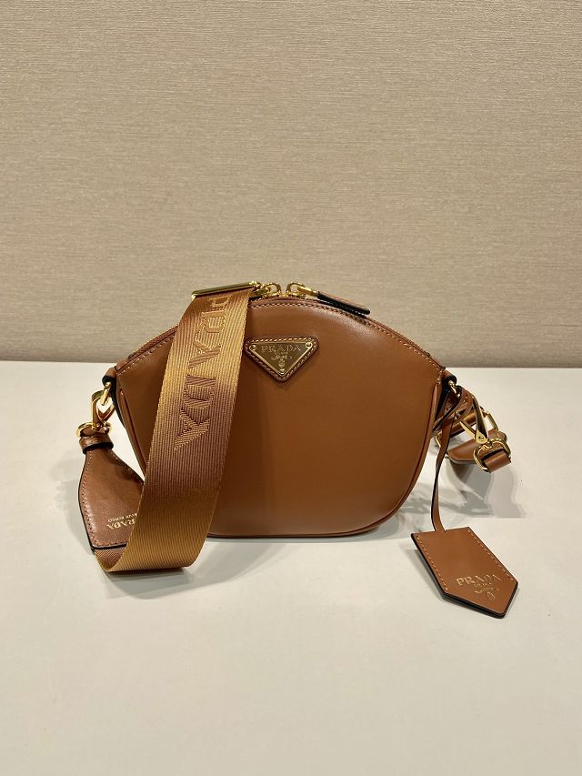 Prada original calfskin mini shoulder bag 1BH212 brown