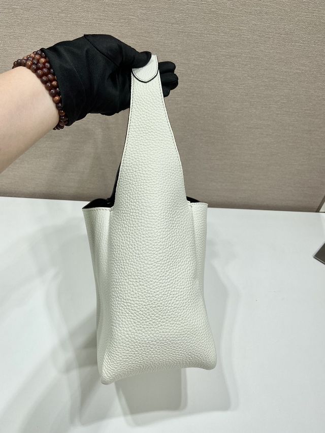 Prada original calfskin small tote bag 1BC127 white