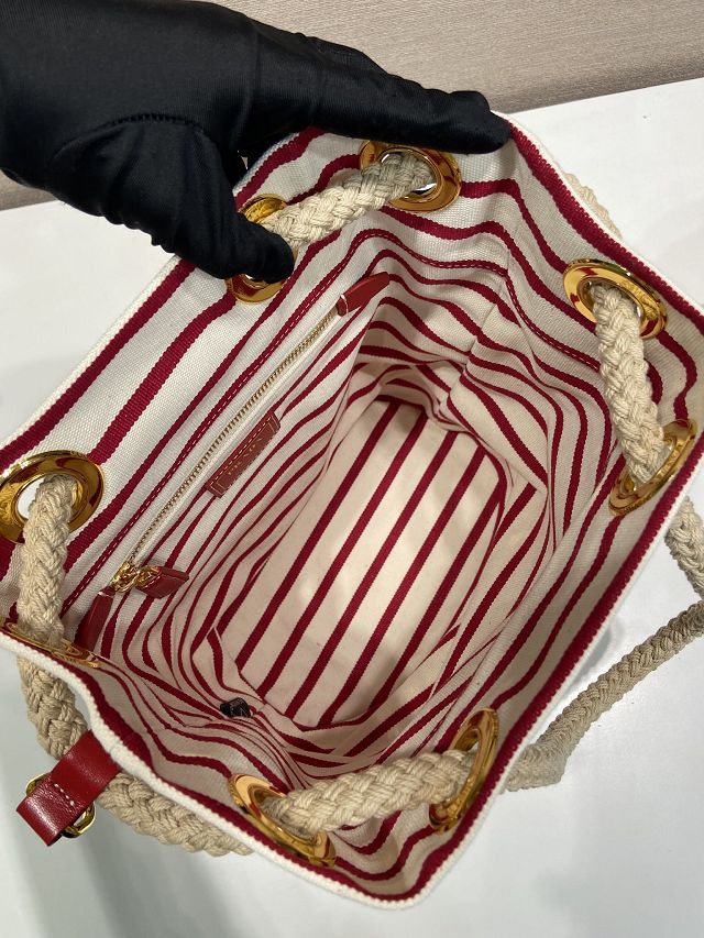 Prada original fabric mariner small bucket bag 1BE082 red