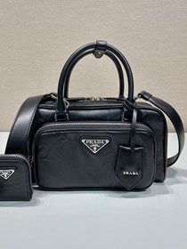 Prada original lambskin small boston bag 1BB099 black 