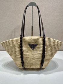 Prada original raffia basket bag 1BG312 beige