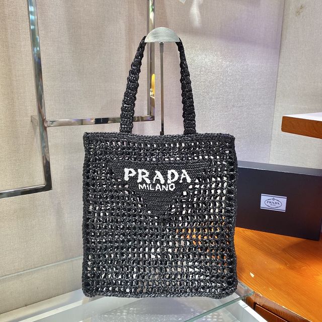 Prada original raffia crochet tote bag 1BG393