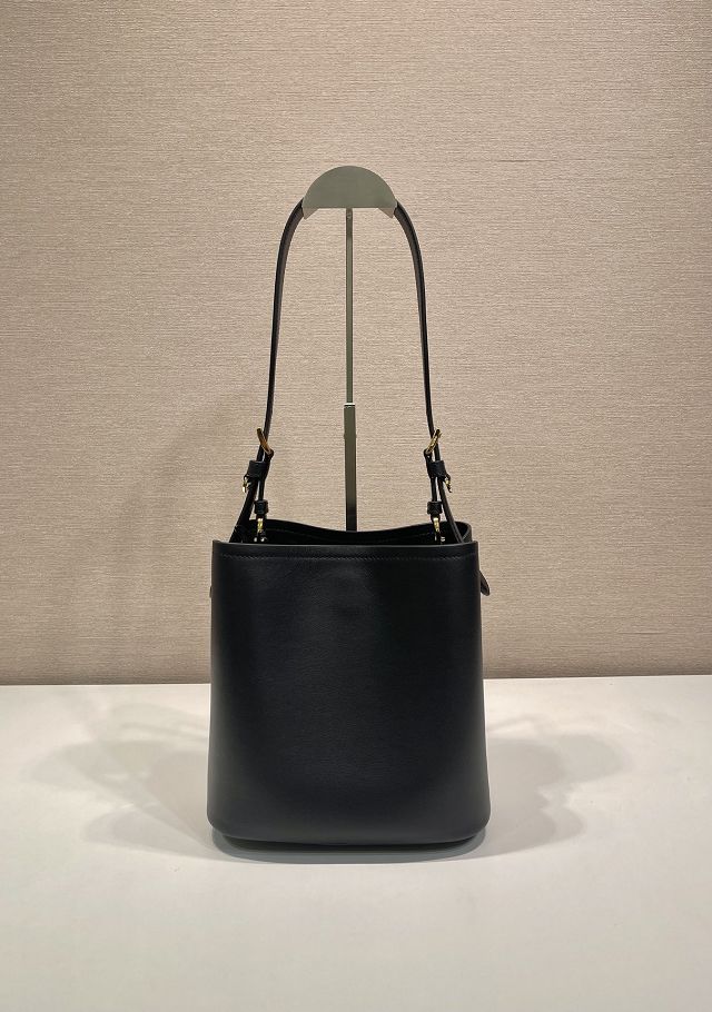 Prada original soft calfskin small bucket bag 1BE080 black