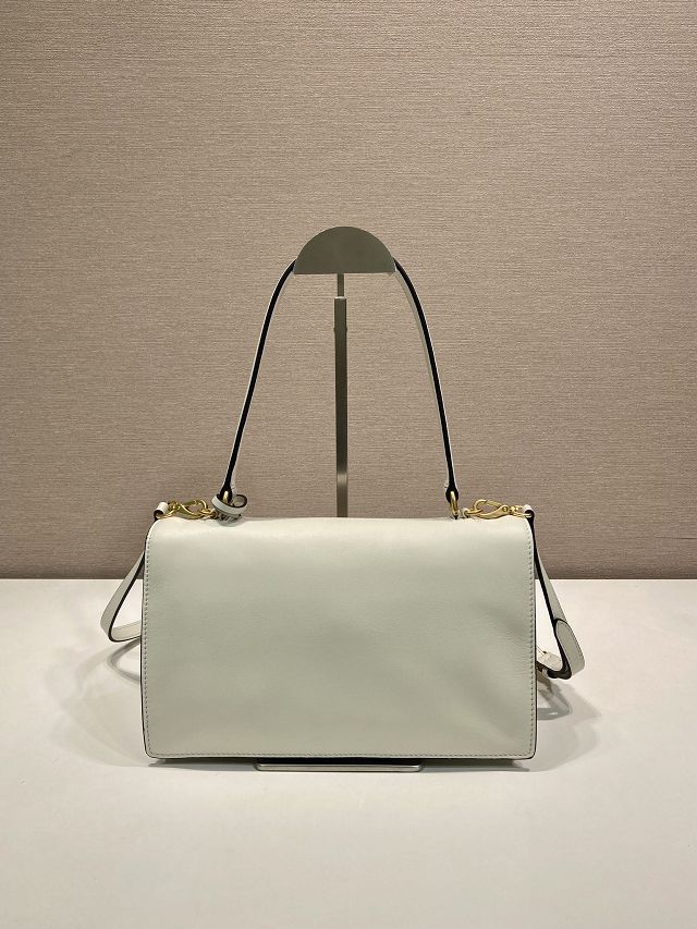 Prada original soft calfskin sound medium shoulder bag 1BN023 white