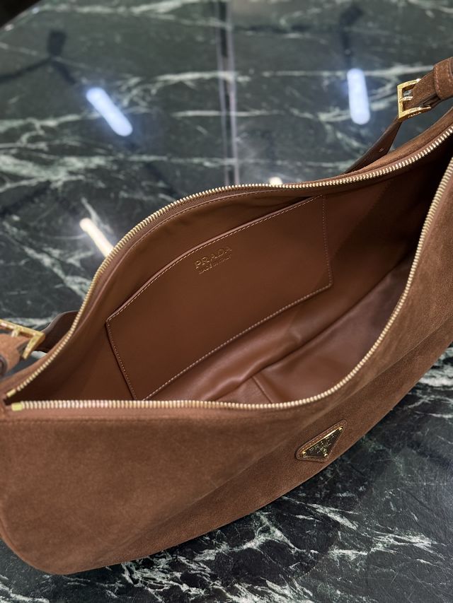 Prada original suede calfskin medium shoulder bag 1BC255 brown