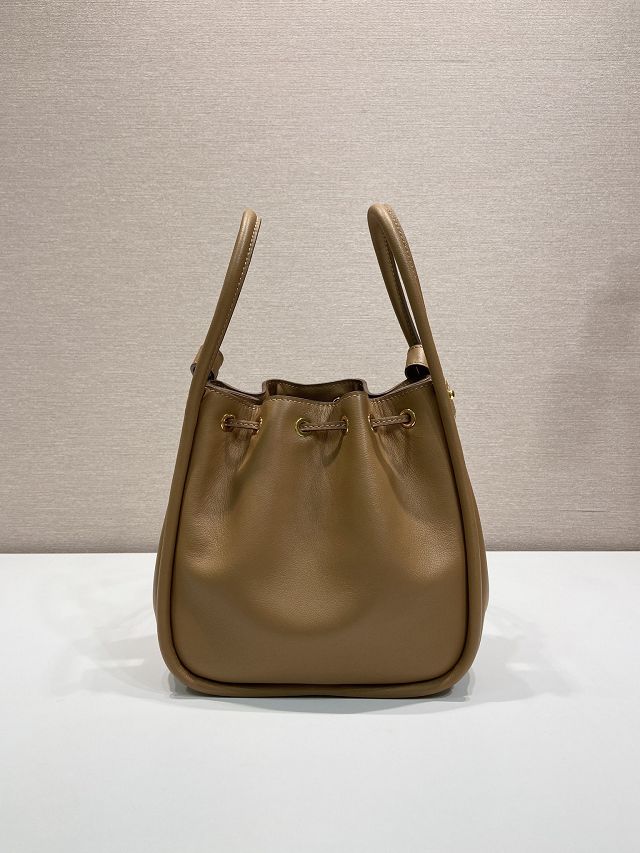 Prada original calfskin bucket bag 1BE087 brown