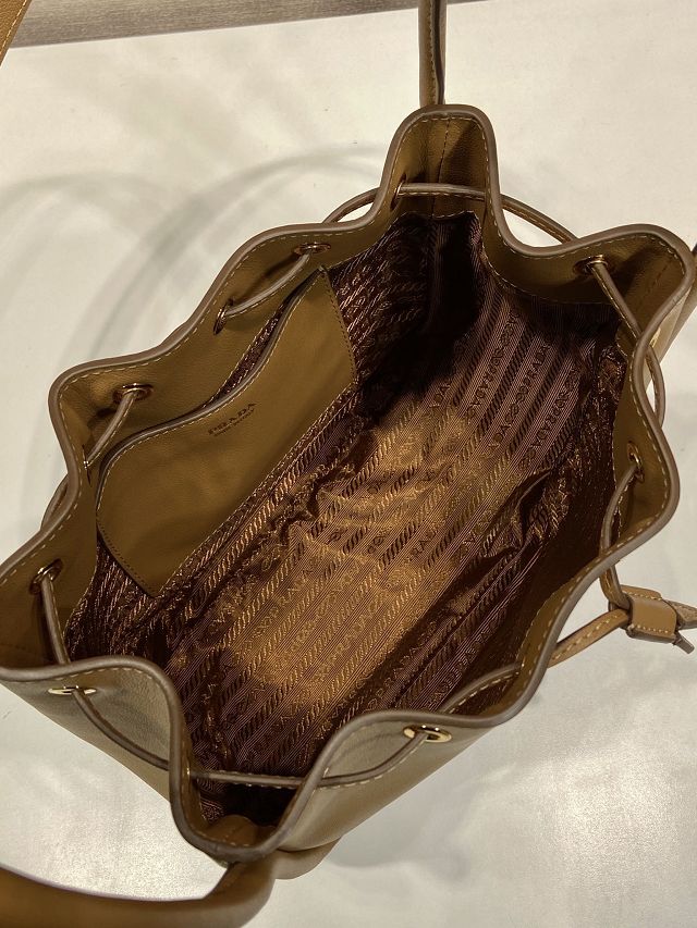 Prada original calfskin bucket bag 1BE087 brown