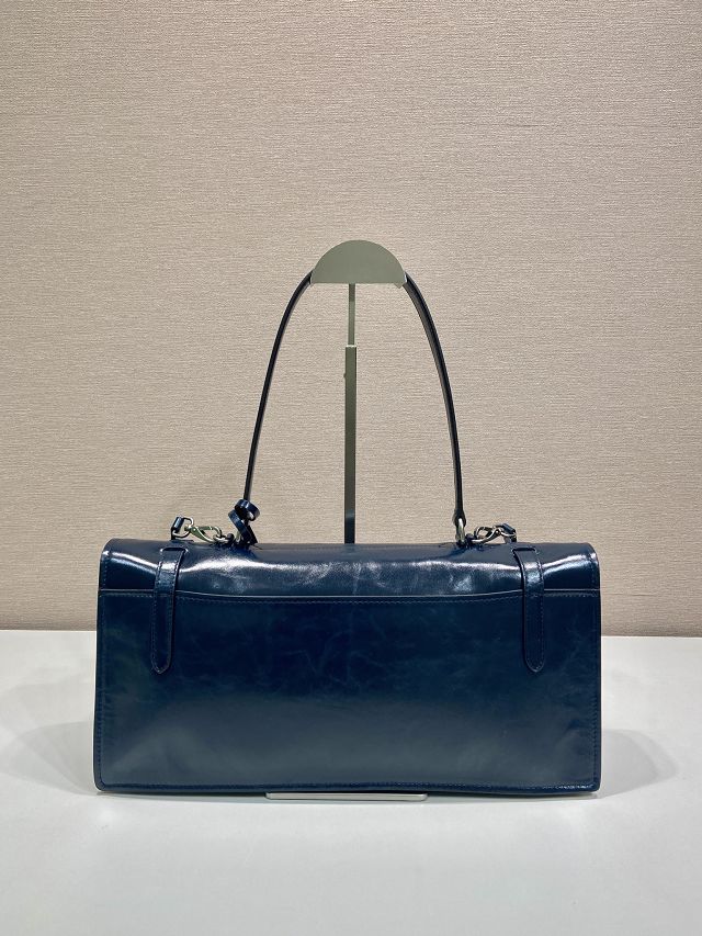 Prada original calfskin large handbag 1BN024 blue