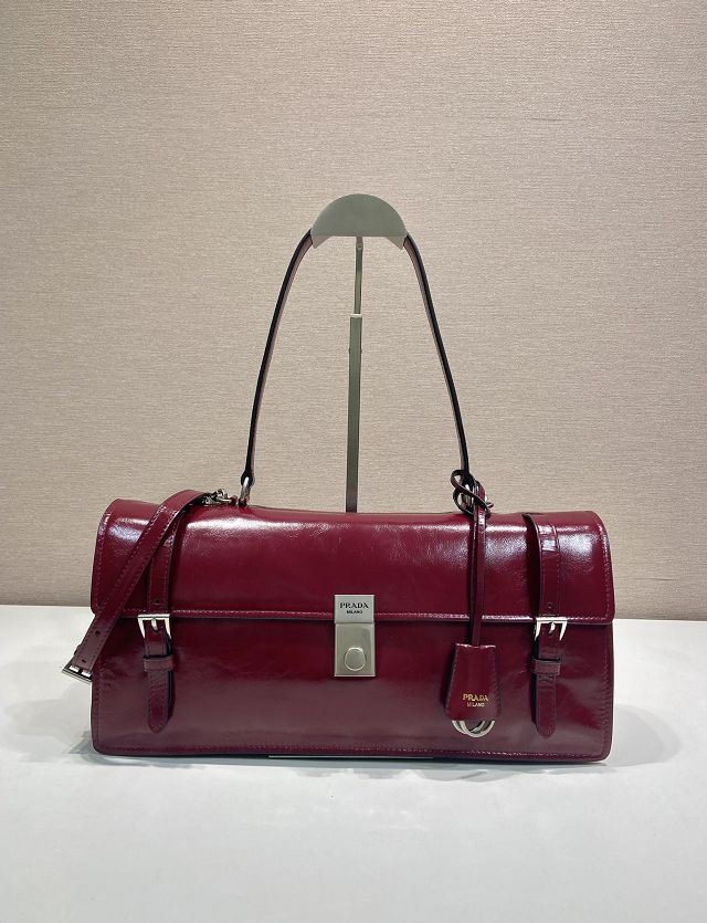 Prada original calfskin large handbag 1BN024 bordeaux