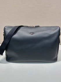 Prada original calfskin large shoulder bag 2VH185 black