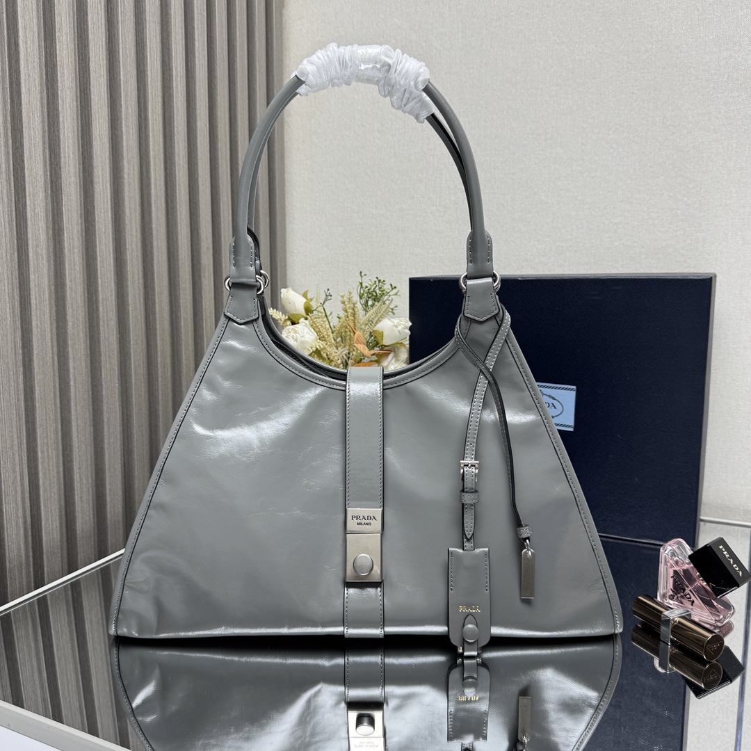 Prada original calfskin large tote bag 1BG570 grey