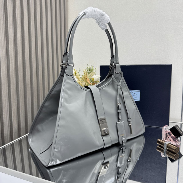 Prada original calfskin large tote bag 1BG570 grey
