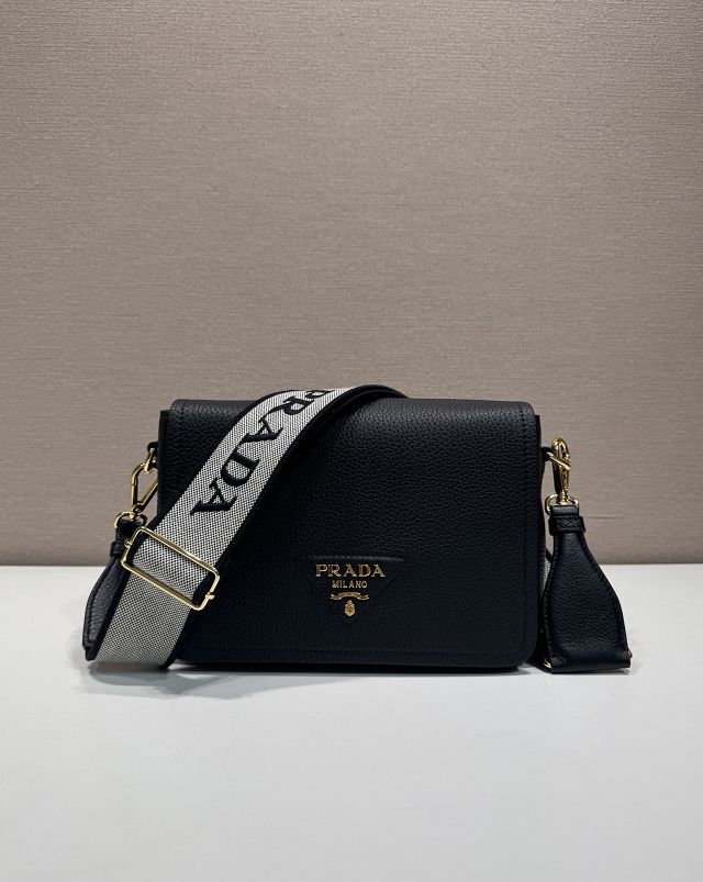 Prada original calfskin small shoulder bag 1BD314  black