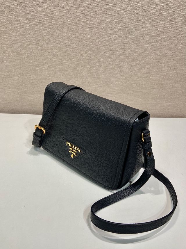 Prada original calfskin small shoulder bag 1BD314  black