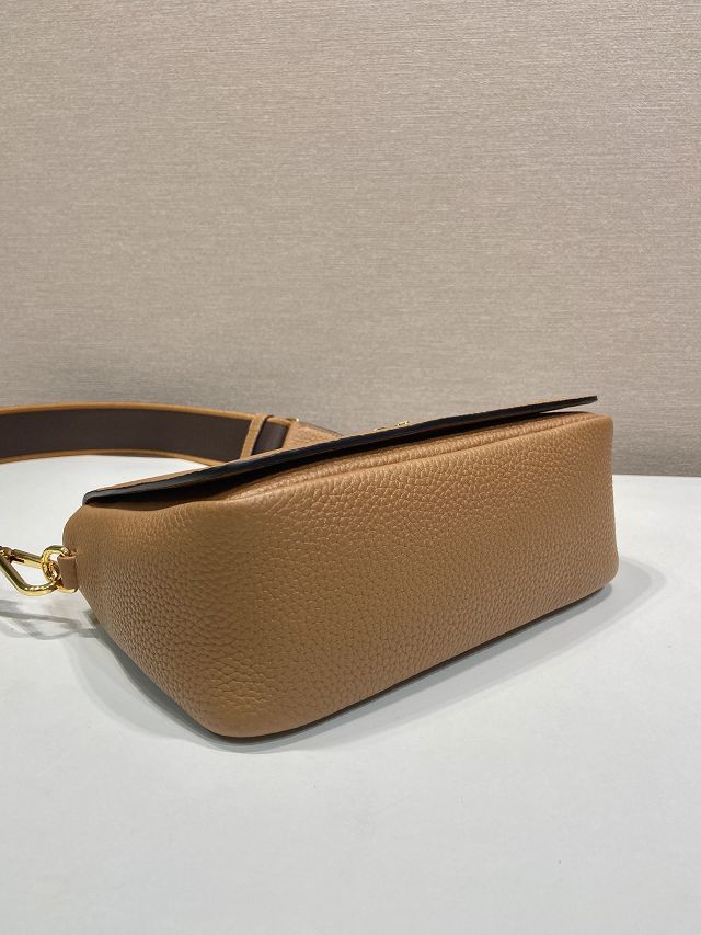 Prada original calfskin small shoulder bag 1BD314 brown