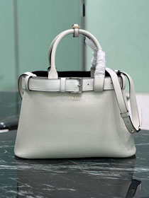 Prada original calfskin tote bag with belt 1BA434 white