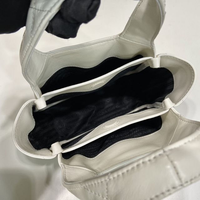 Prada original lambskin mini tote bag 1BG451 white