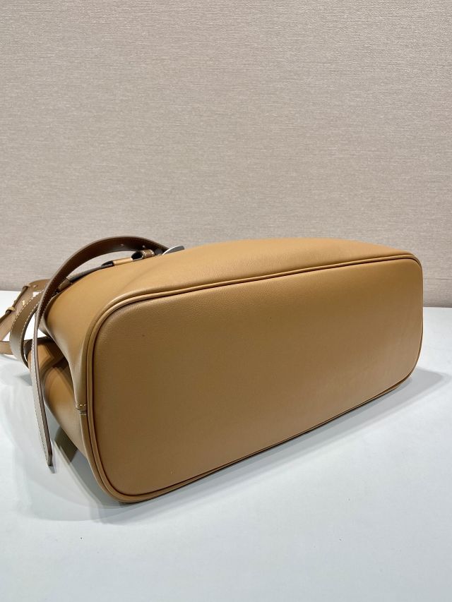 Prada original calfskin large tote bag with belt 1BA416 caramel