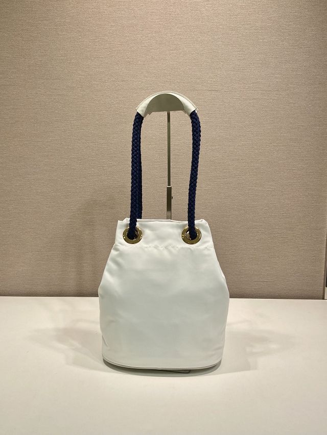 Prada original nylon mariner small bucket bag 1BE082 white