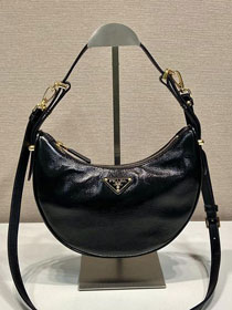 Prada original aged calfskin arque shoulder bag 1BC194 black