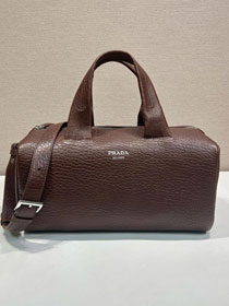 Prada original calfskin duffle bag 2VC046 dark brown