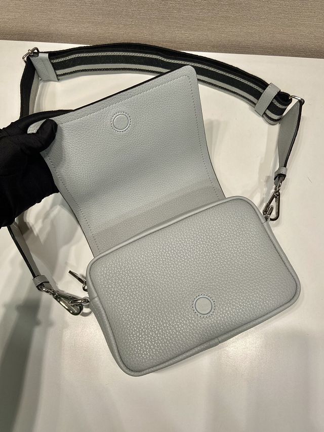 Prada original calfskin small shoulder bag 1BD332 light grey