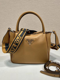 Prada original calfskin small tote bag 1BA362 caramel