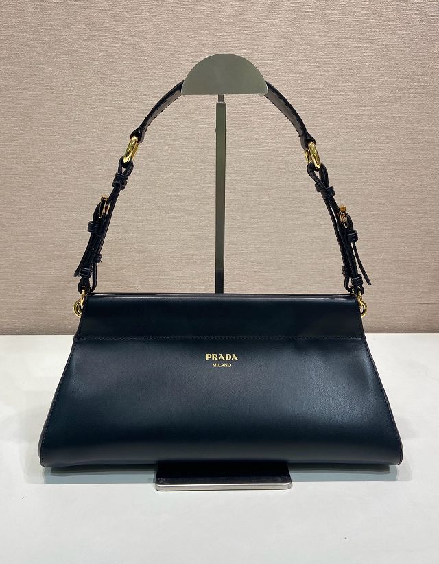 Prada original calfskin top handle bag 1BC262 black