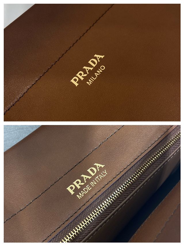 Prada original calfskin top handle bag 1BC262 brown