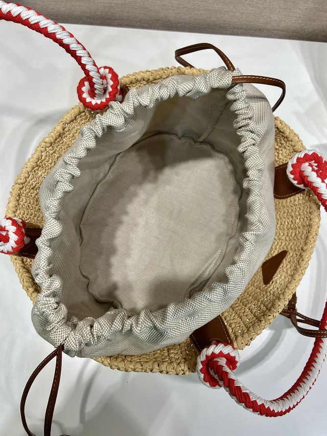 Prada original raffia crochet basket bag 1BA463 beige