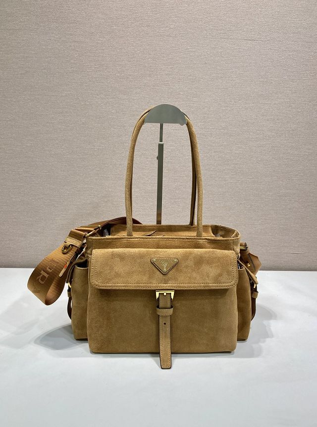 Prada original suede explore medium tote bag 1BG596 brown