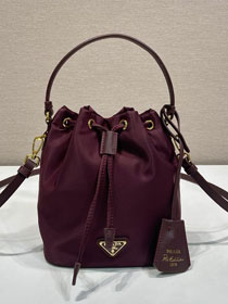 Prada original nylon 1978 mini bucket bag 1BE067 burgundy