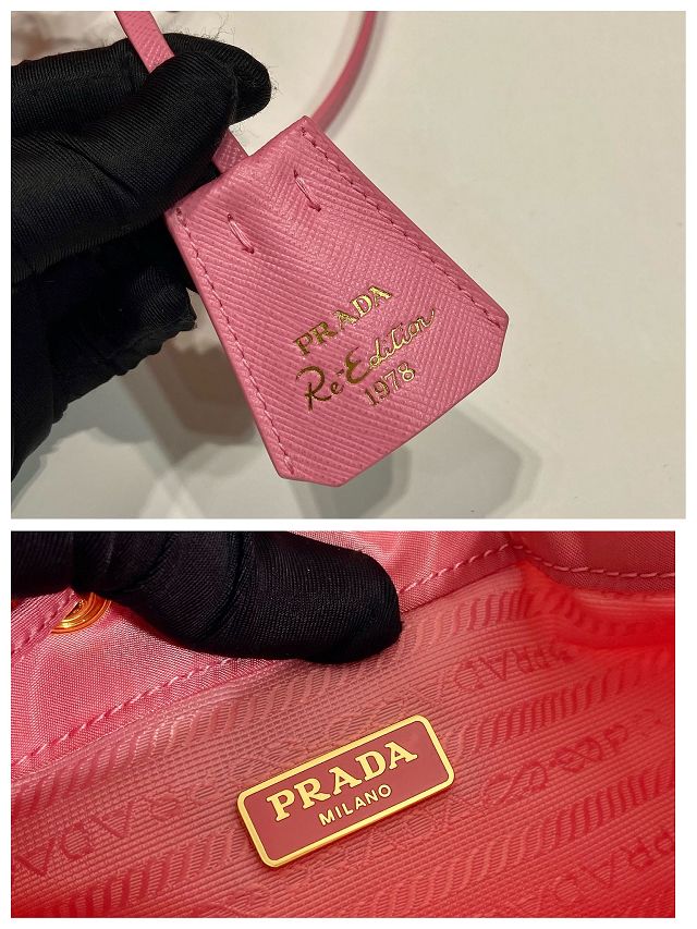Prada original nylon 1978 mini bucket bag 1BE067 pink