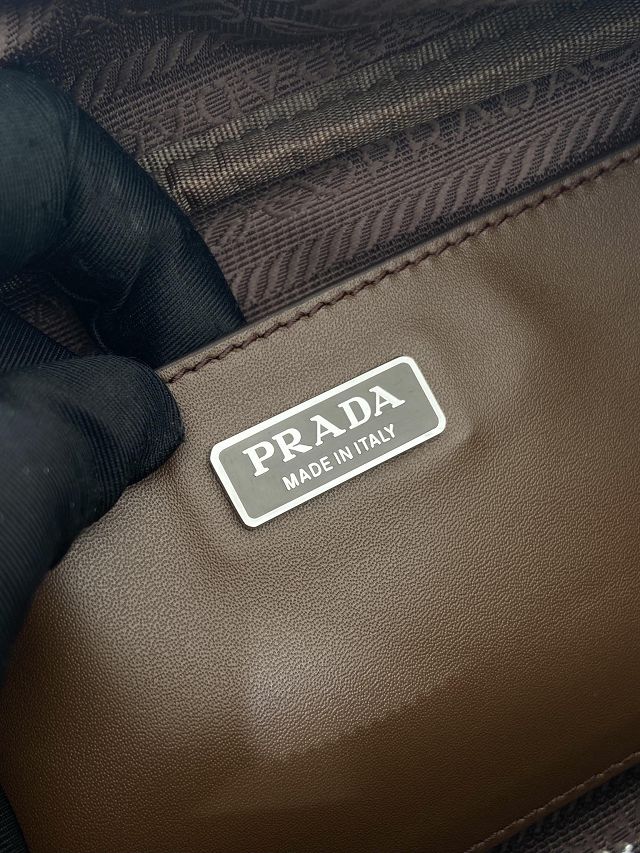 Prada original nylon shoulder bag 1BC249 brown