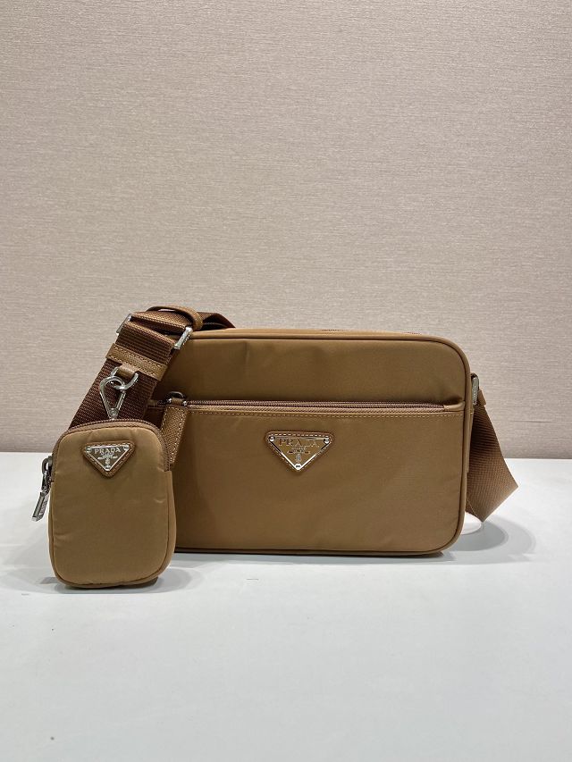 Prada original nylon small shoulder bag 1BC167 brown