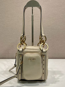 Prada original calfskin mini shoulder bag 1BB137 beige