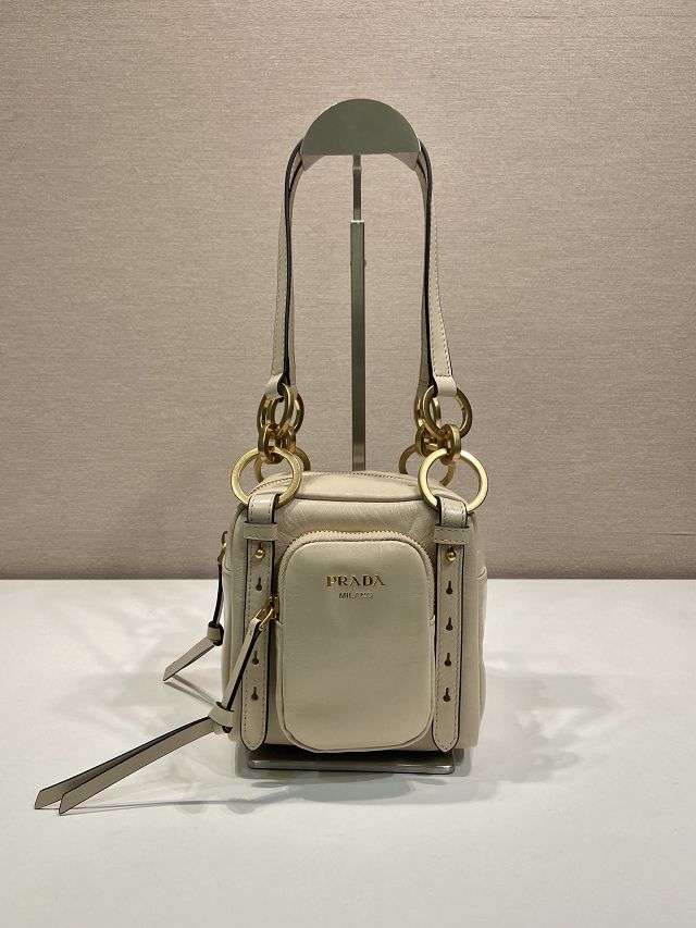 Prada original calfskin mini shoulder bag 1BB137 beige