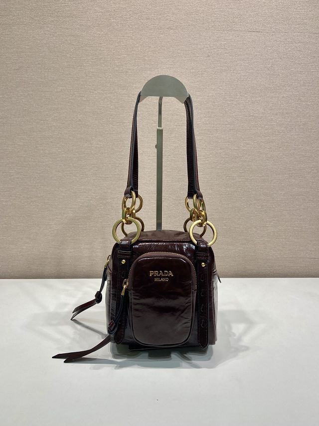 Prada original calfskin mini shoulder bag 1BB137 burgundy