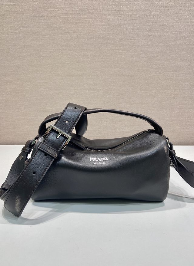 Prada original calfskin shoulder bag 2VH188 dark brown