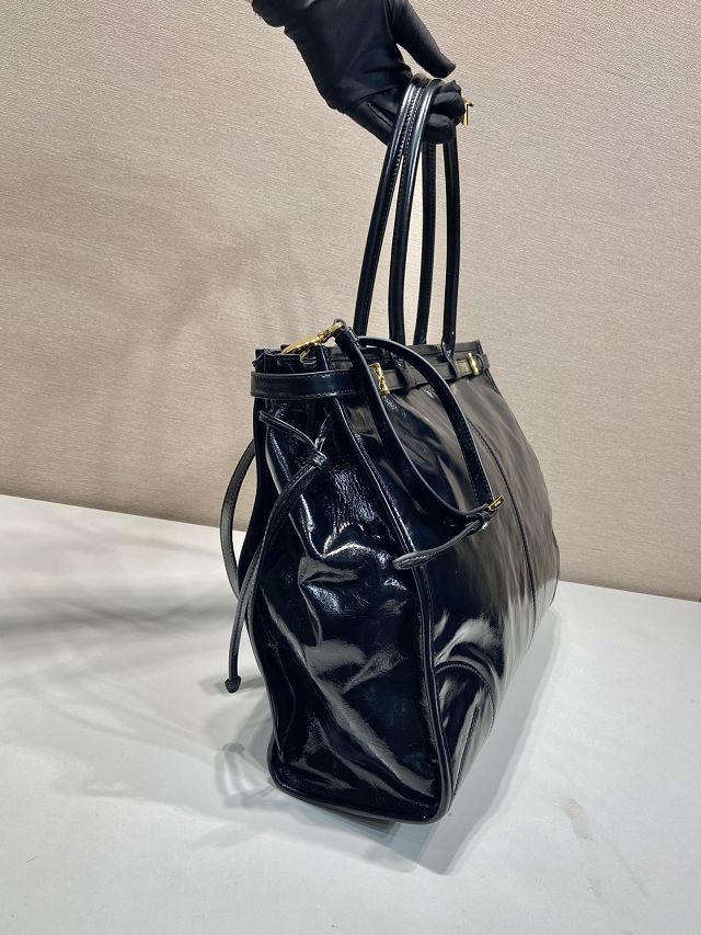 Prada original calfskin bonnie maxi tote bag 1BA439 black