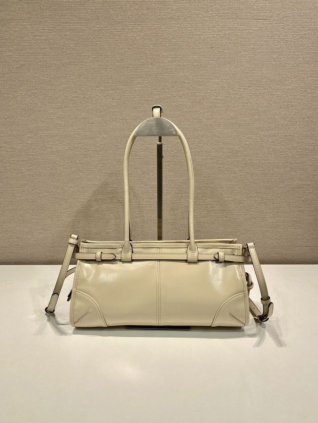 Prada original calfskin bonnie medium tote bag 1BA426 beige