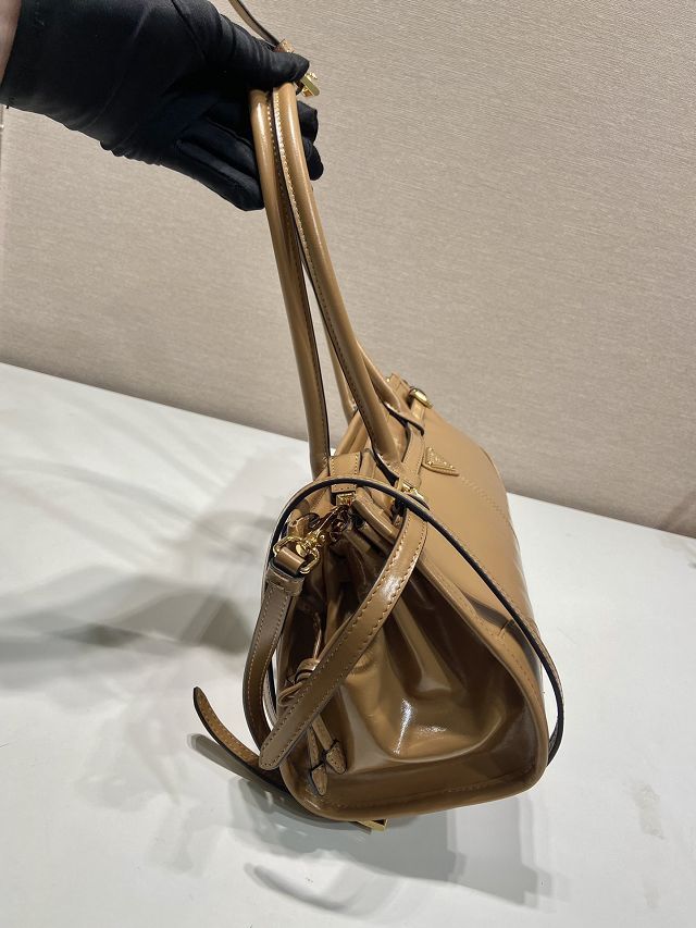 Prada original calfskin bonnie medium tote bag 1BA426 caramel