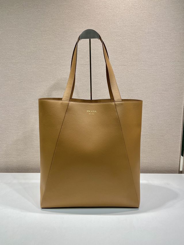 Prada original calfskin tote bag 2VG122 caramel